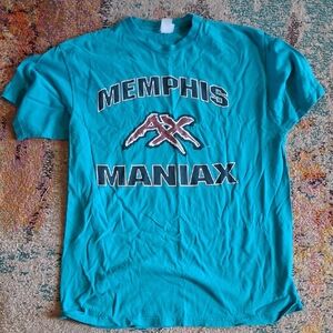 Retro Vintage Memphis Maniax Teal arena football team T-Shirt size L